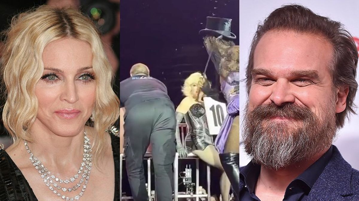 David Harbour judged the ballroom competition at Madonna's Celebration Tour