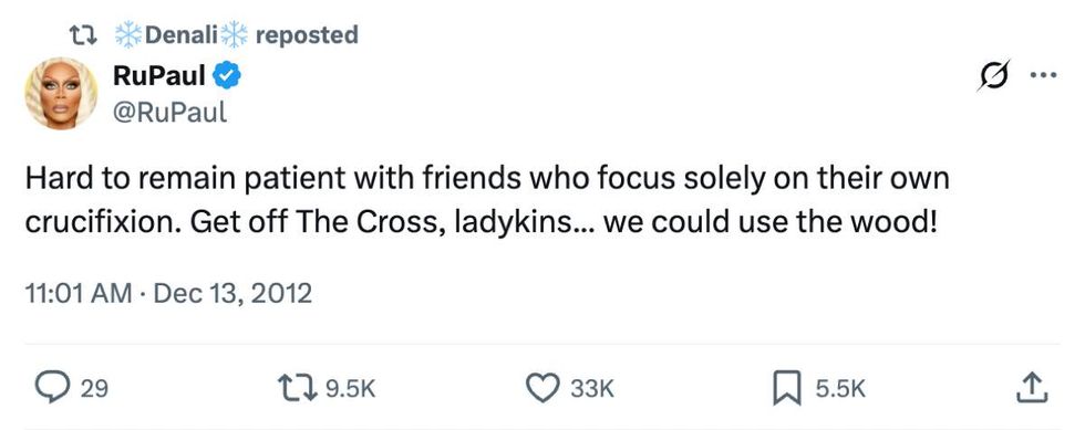 Denali re-shares the same X post by RuPaul used in Irene the Alien's Instagram Story that seemingly addresses the drama involving Ginger Minj and the queens of RuPaul's Drag Race All Stars season 10