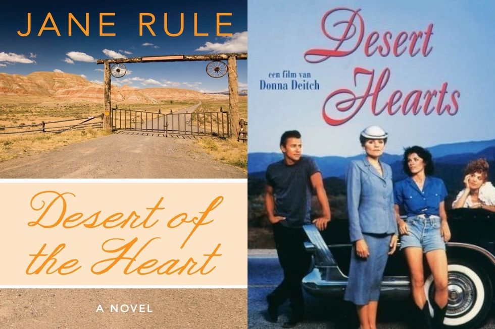 Desert of the heart and desert hearts book cover and movie poster