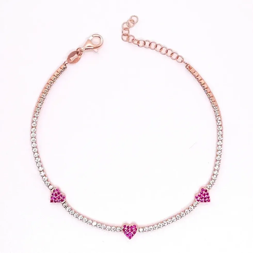 DORUK SILVER - RUBY HEART BRACELET
