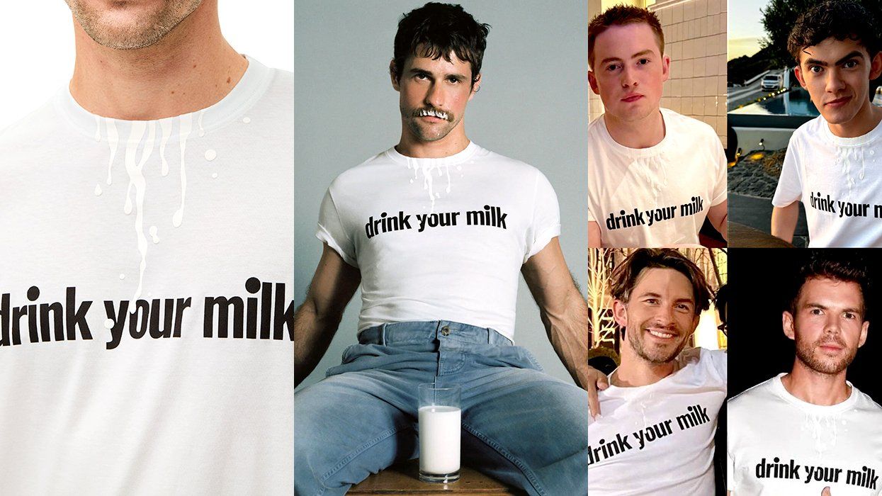 drink your milk loewe tshirt jonathan Bailey lgbtq charity