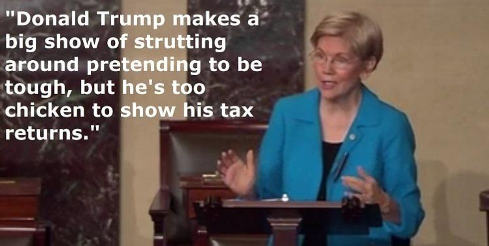 elizabeth warren trump chicken