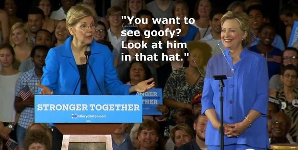 elizabeth warren trump goofy