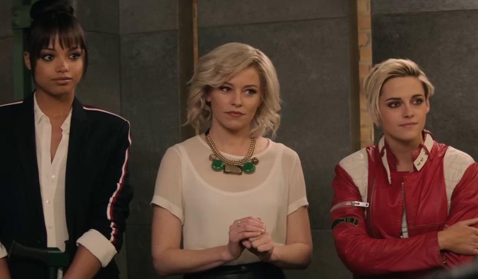 Ella Balinska, Elizabeth Banks, and Kristen Stewart