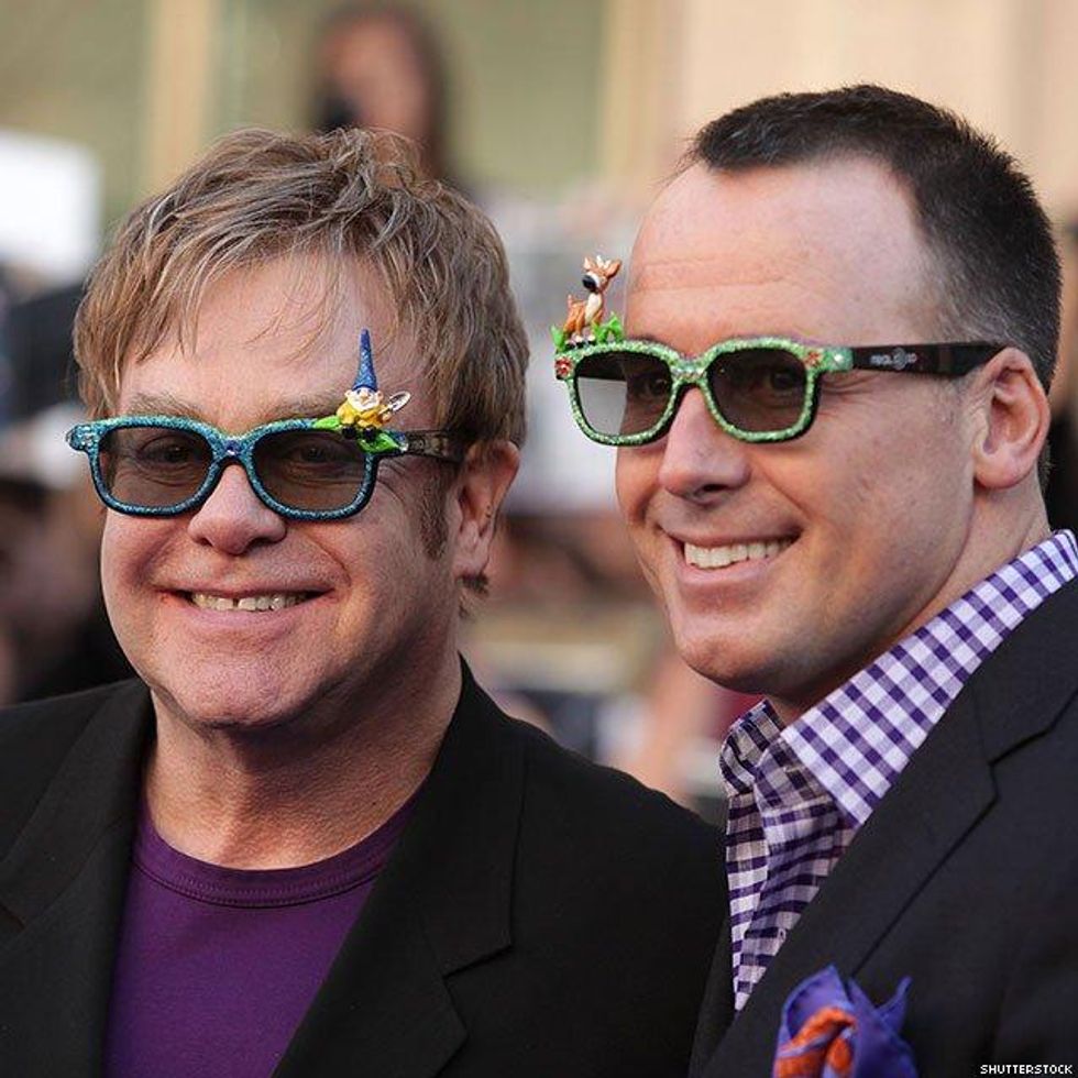 Elton John, 68, and David Furnish, 53