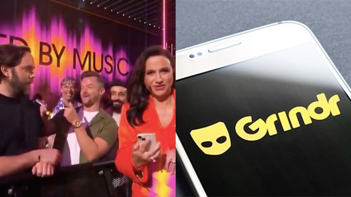 Eurovision host Petra Mede was embarrassed when the phone from an audience member started getting Grindr notifications