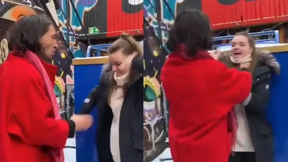 Ezra Miller choking a fan