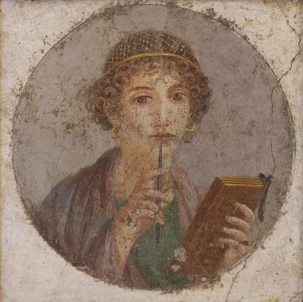 fresco portrait of Sappho, Archaic Greek poet from Lesbos