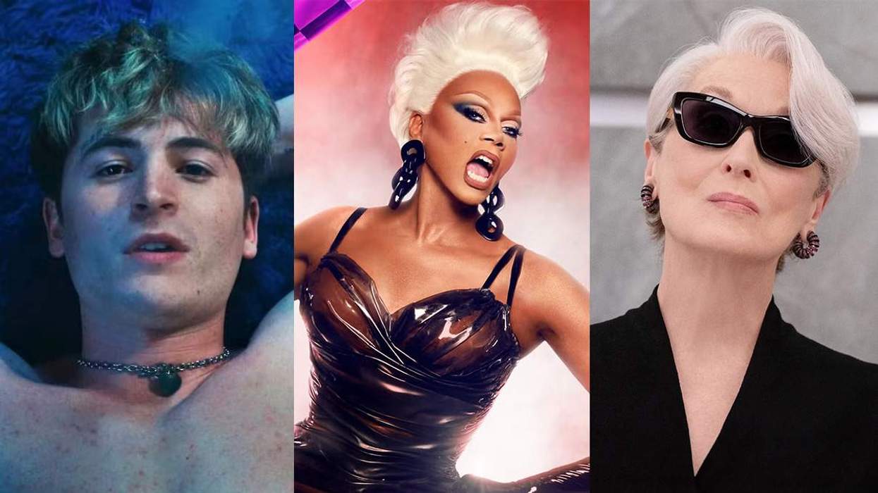 From left: 'Blue Film,' 'Drag Race All Stars 11,' and 'The Devil Wears Prada 2'