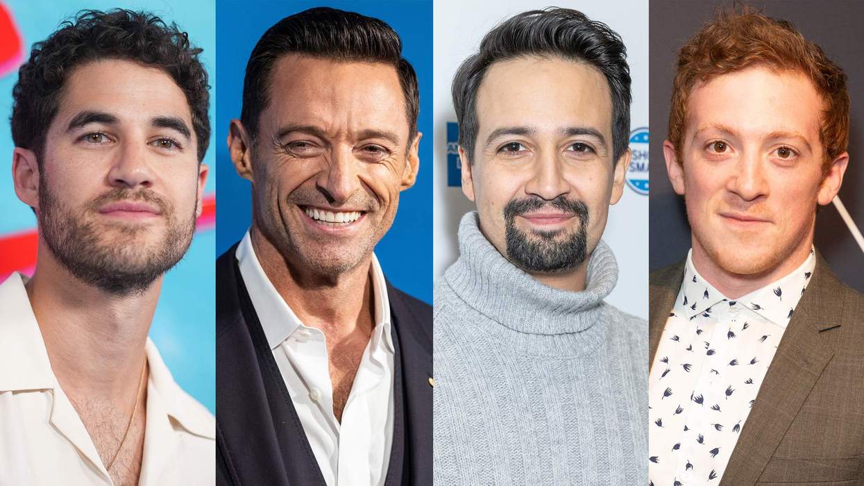 From left: Darren Chris, Hugh Jackman, Lin-Manuel Miranda, and Ethan Slater.