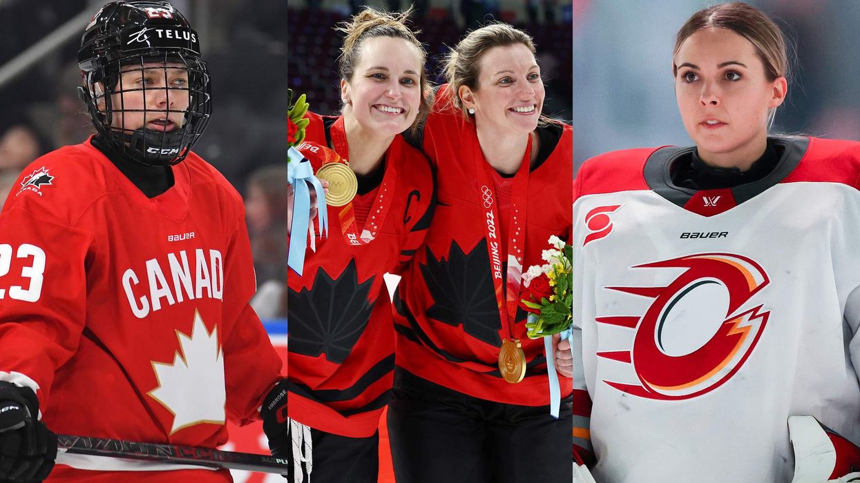 From left: Erin Ambrose, Marie-Philip Poulin, Laura Stacey, and Emerance Maschmeyer