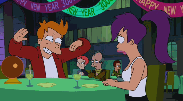 Futurama nervous date gif