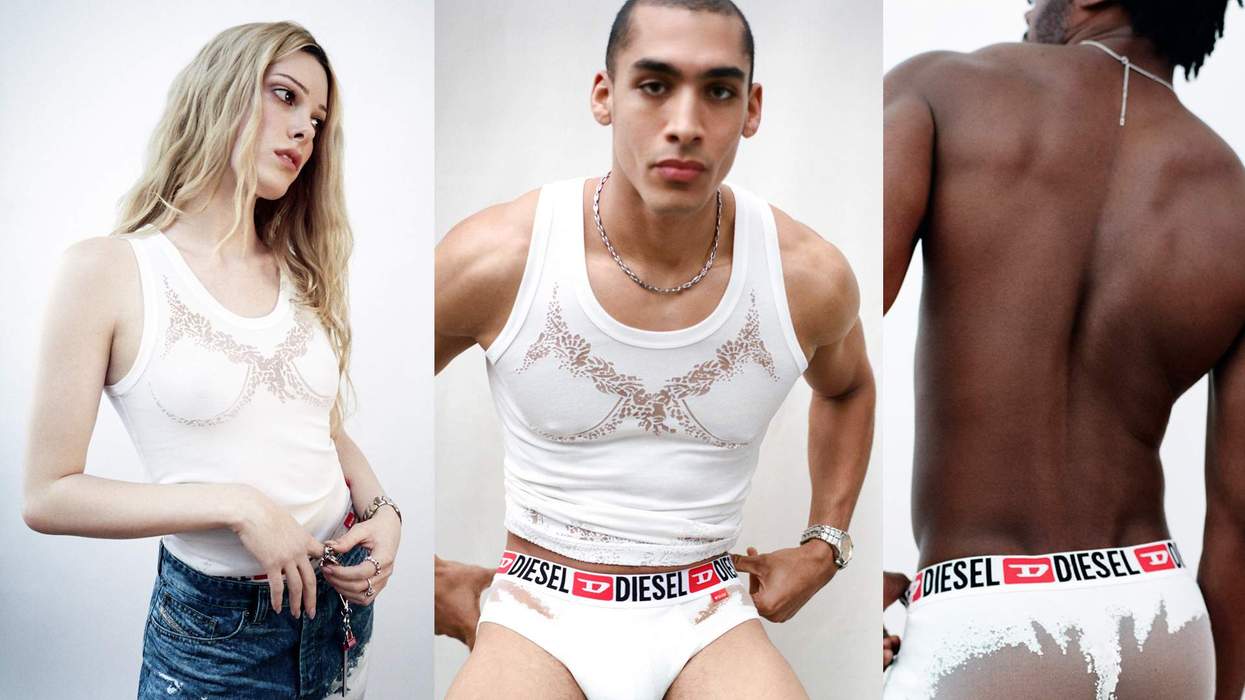 Gigi Goode alongside other models for Diesel x Tinder.