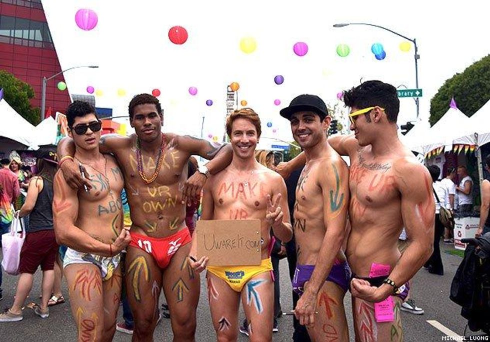 Guys in body paint at LA Pride. 