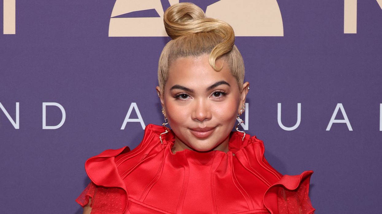 Haley Kiyoko in a red dress