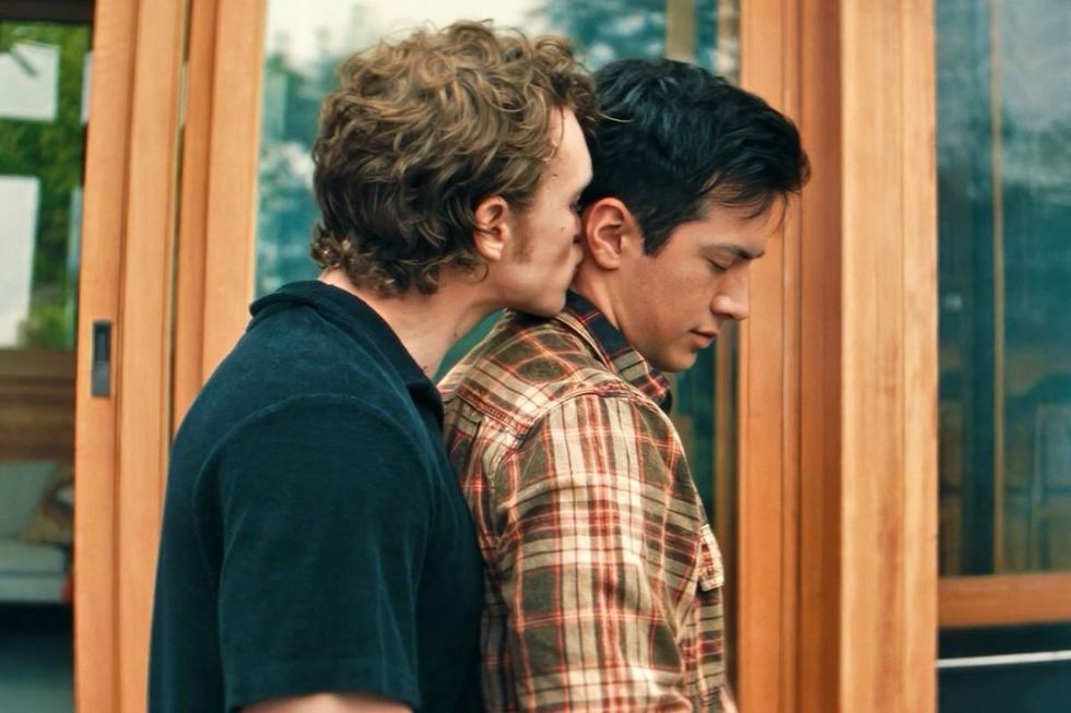 Hudson Williams as Shane Hollander and Connor Storrie as Ilya Rozanov on Heated Rivalry