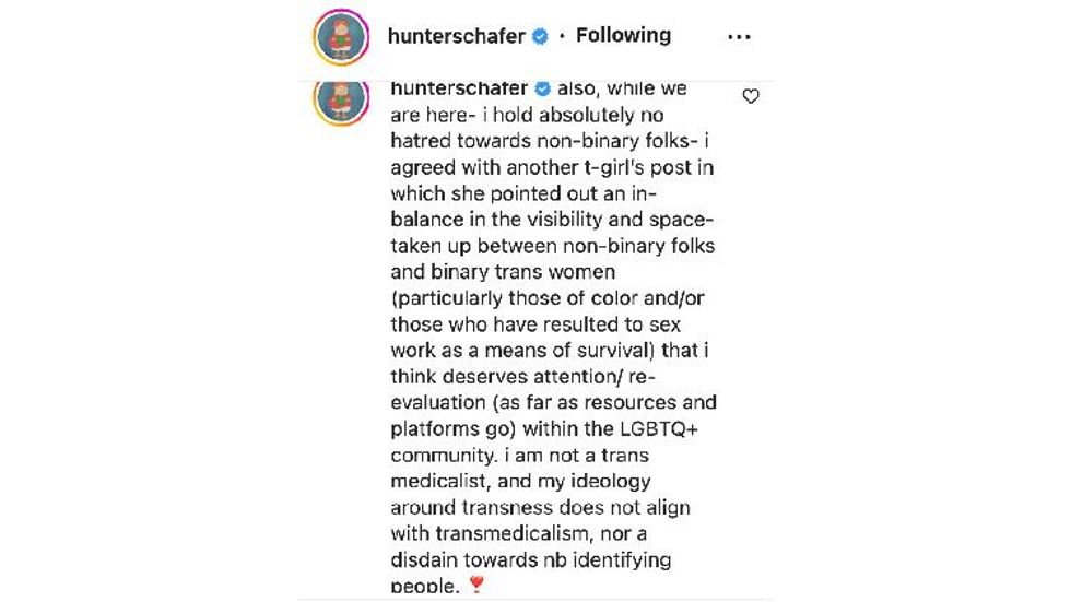 Hunter Schafer's Instagram comment