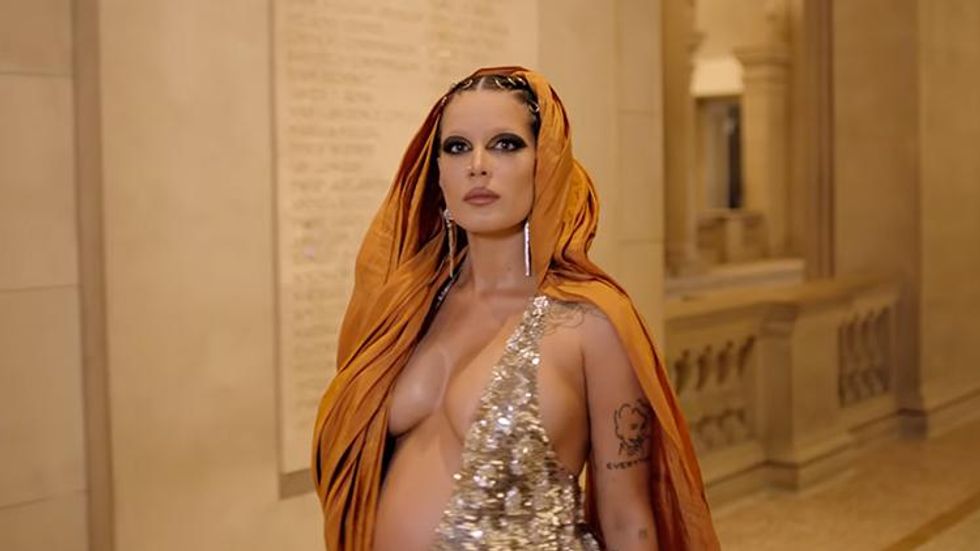 Watch a Very Pregnant Halsey Unveil Her New Album Art at the Met