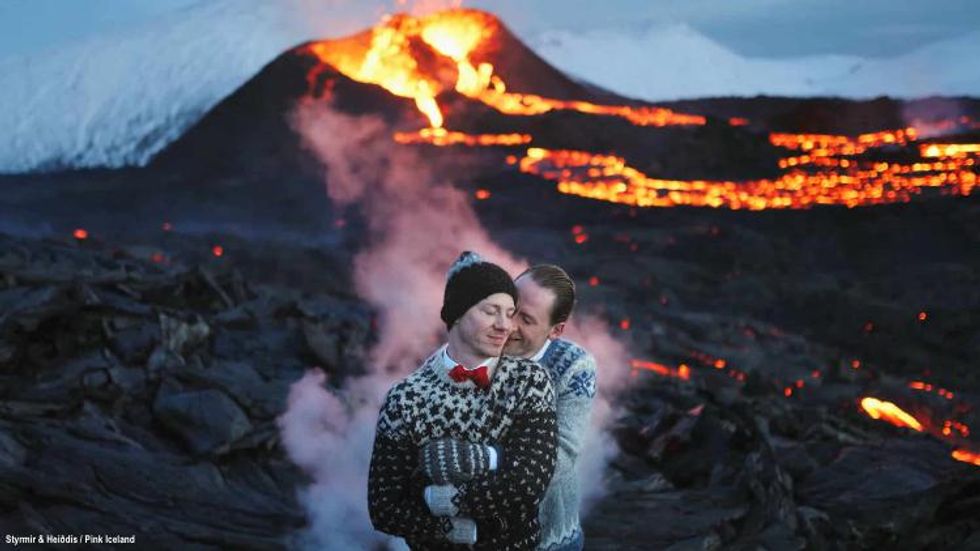 A Gay Couple Got Married in Front of an Erupting Volcano