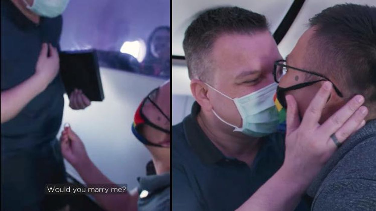 <p>Man Proposes to Boyfriend 40,000 Feet in the Air on a Pride Flight</p>
