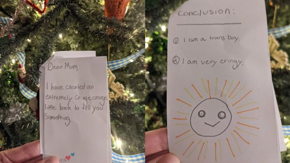 A Trans Boy Came Out to His Mom Via a Cute Homemade Holiday Card