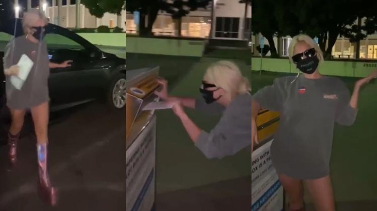 <p>Lady Gaga Strutting to the Ballot Box in Boots & a Mask Is a Mood!</p>