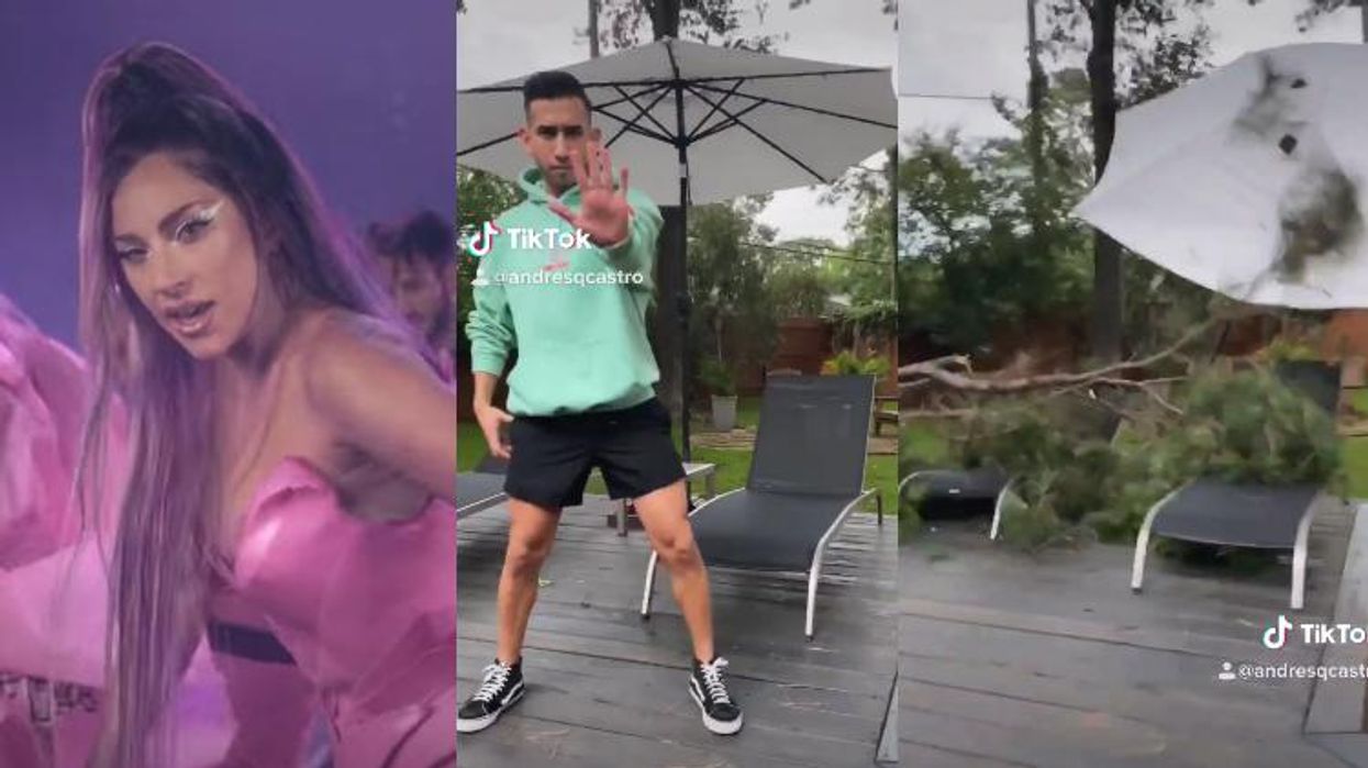 <p>Tree Almost Falls on Man Attempting Lady Gaga Choreography During a Storm</p>