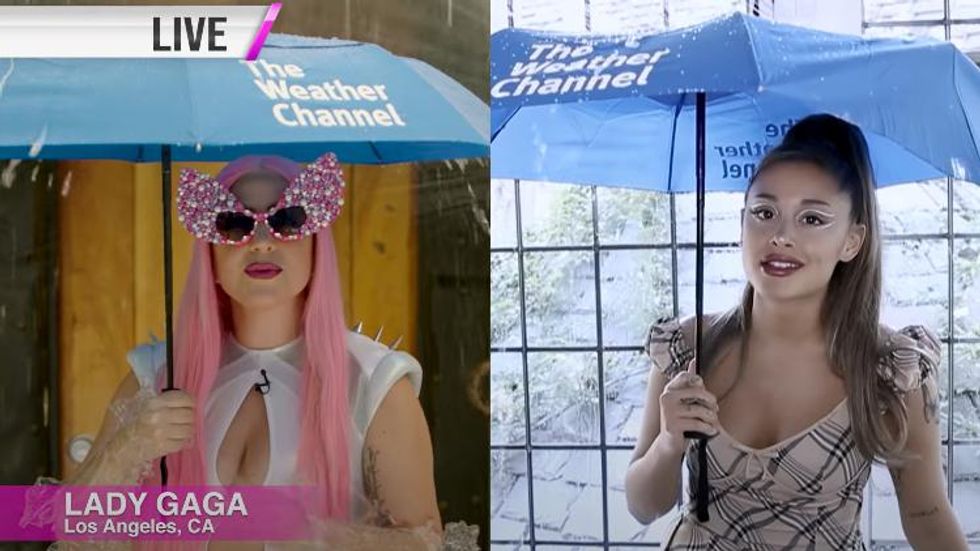 We Can't Stop Watching Lady Gaga & Ariana Grande's Weather Forecast