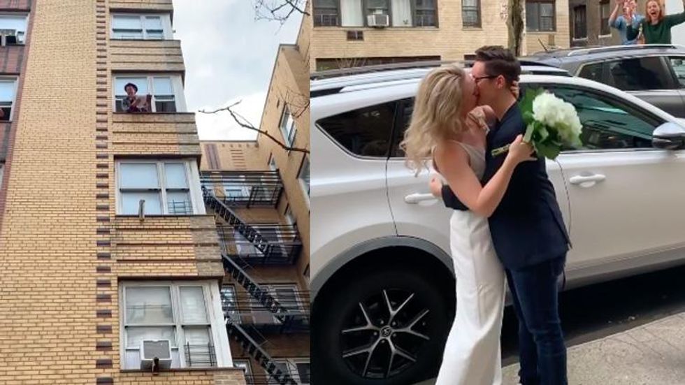 New York Couple Has Impromptu 'Social Distance' Wedding in the Street