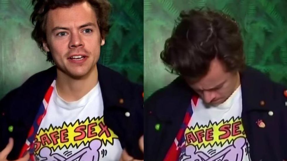 Harry Styles Wore a 'Safe Sex' TShirt With Two Dudes Hooking Up On It