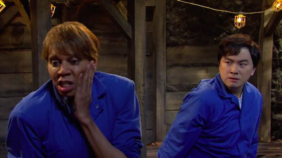 RuPaul Pays Homage to 'Dynasty' on 'SNL' in Coal Mining Catfight Skit