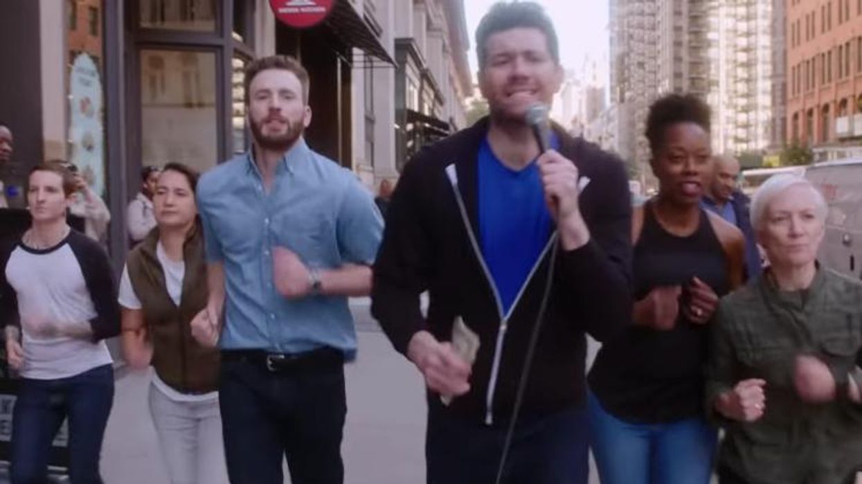 <p>Here's a Video of Chris Evans Running With a Bunch of Lesbians</p>