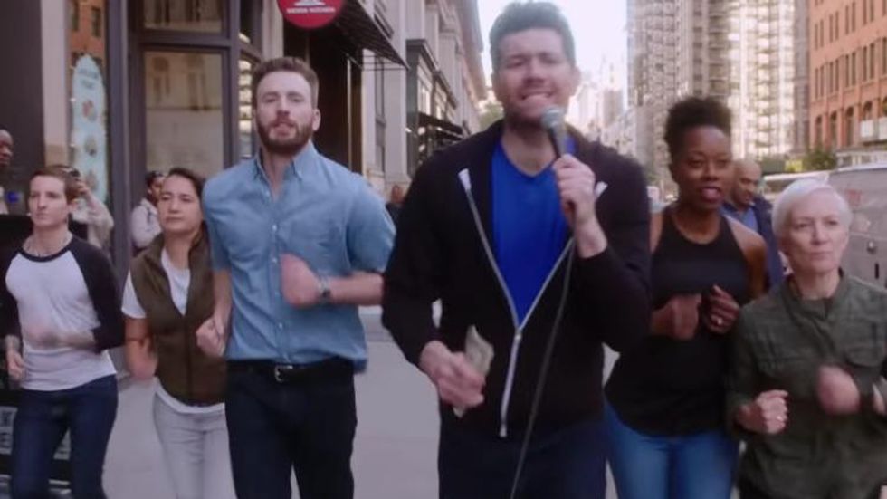 Here's a Video of Chris Evans Running With a Bunch of Lesbians