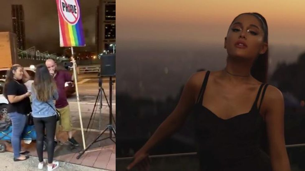 Ariana Slams Video of Homophobic Protestor Outside of Her Concert