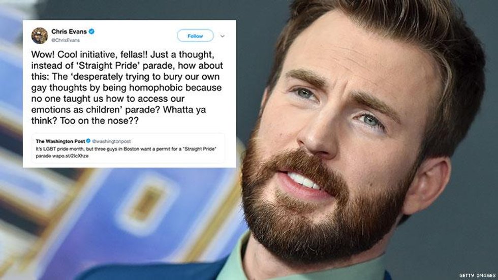 Chris Evans Just Eviscerated Boston's Straight Pride Parade