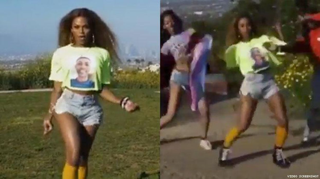 <p>Is That Beyoncé Waving a Trans Flag, or the Best Impersonator Ever?</p>