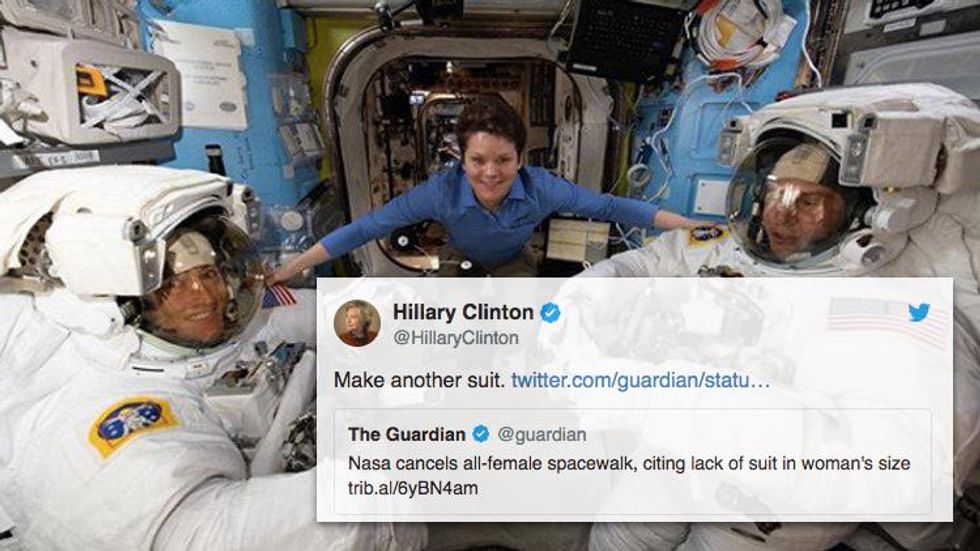 Hillary Clinton Slams NASA for Cancelling All-Female Spacewalk