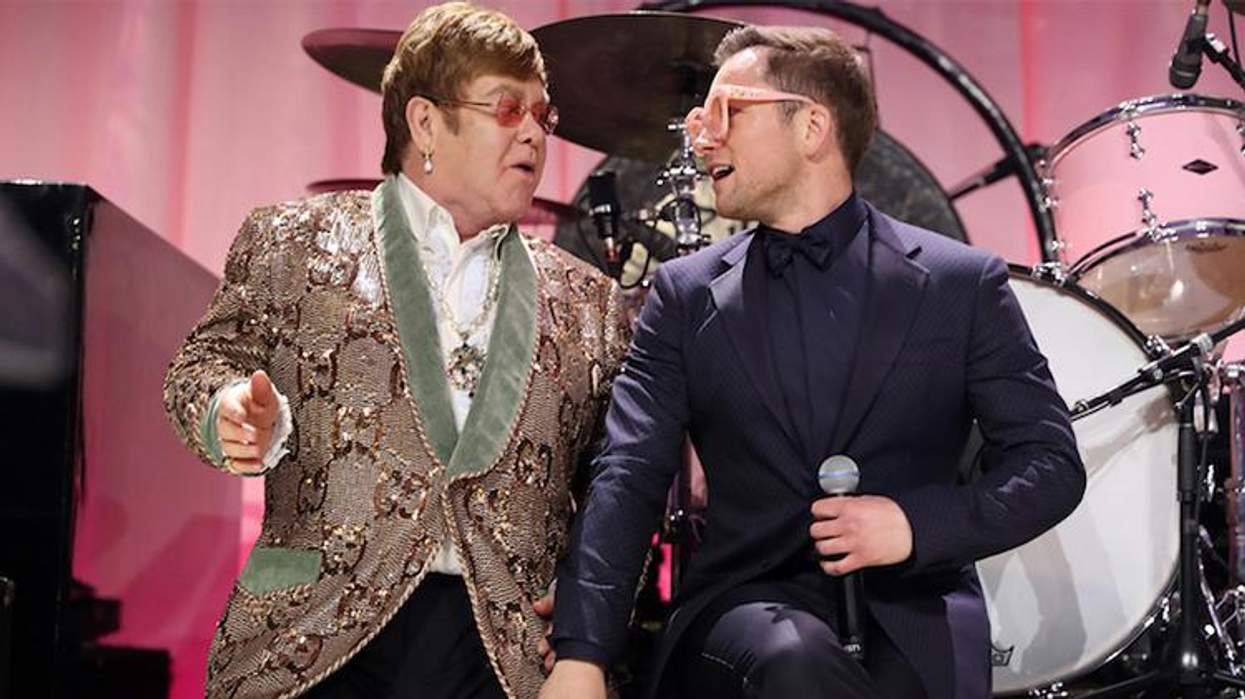<p>Elton John & Taron Egerton Performed 'Tiny Dancer' at an Oscars Party</p>
