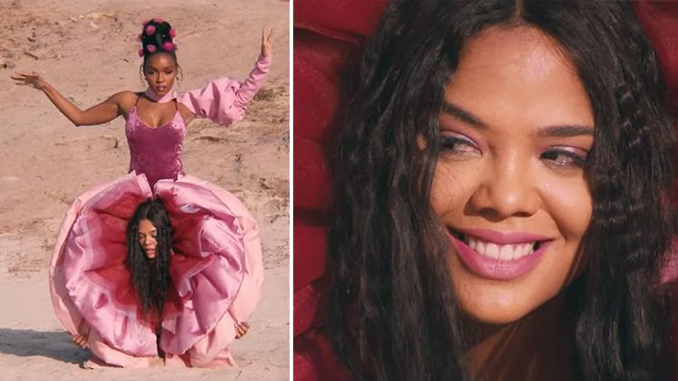 Tessa Thompson Peers Out of Janelle Monáe's Vagina in the Gayest Music Video We've Ever Seen