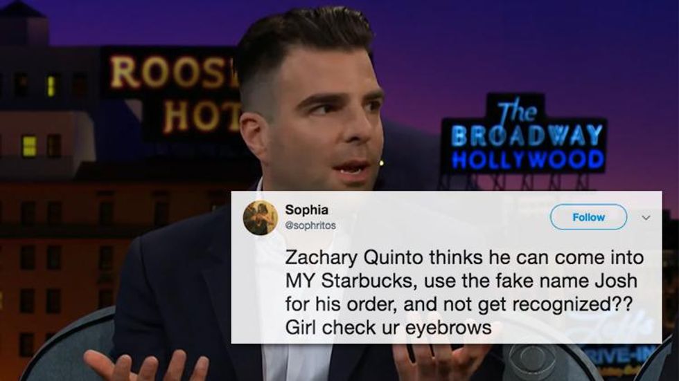 'Girl, Check Your Eyebrows:' Zachary Quinto Gets Caught Using a Fake Name at Starbucks