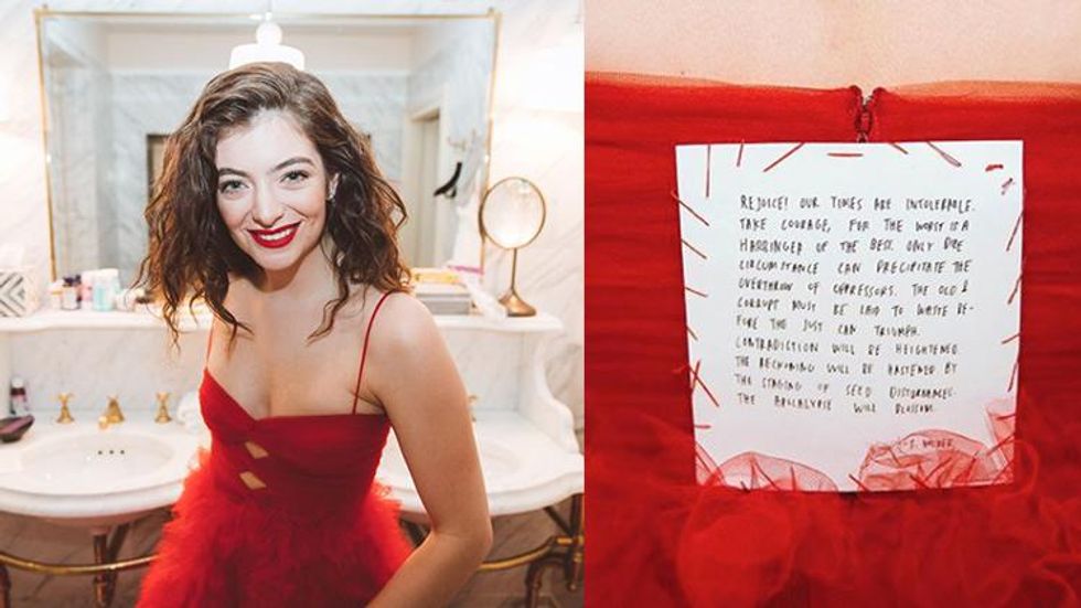 Lorde Stitched An Empowering Feminist Message Into Her Grammy's Dress