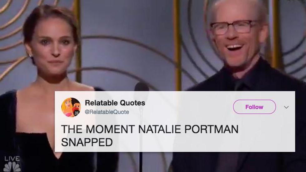 Natalie Portman Deserves a Golden Globe for Calling Out the Golden Globes