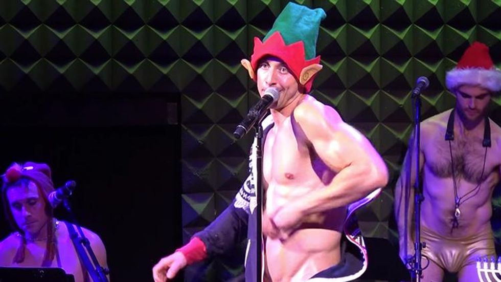 Broadway's Nick Adams Strips & Plays With His Elf During Holiday Performance