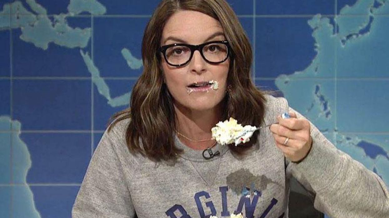 <p>Tina Fey Returns to <em>Weekend Update</em> to Take Down White Supremacists (and Stress-Eat Cake)</p>