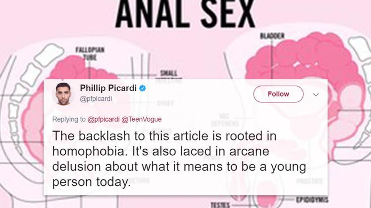 <p><em>Teen Vogue</em> Editor Perfectly Responds to Homophobic Anal Sex Ed Backlash</p>