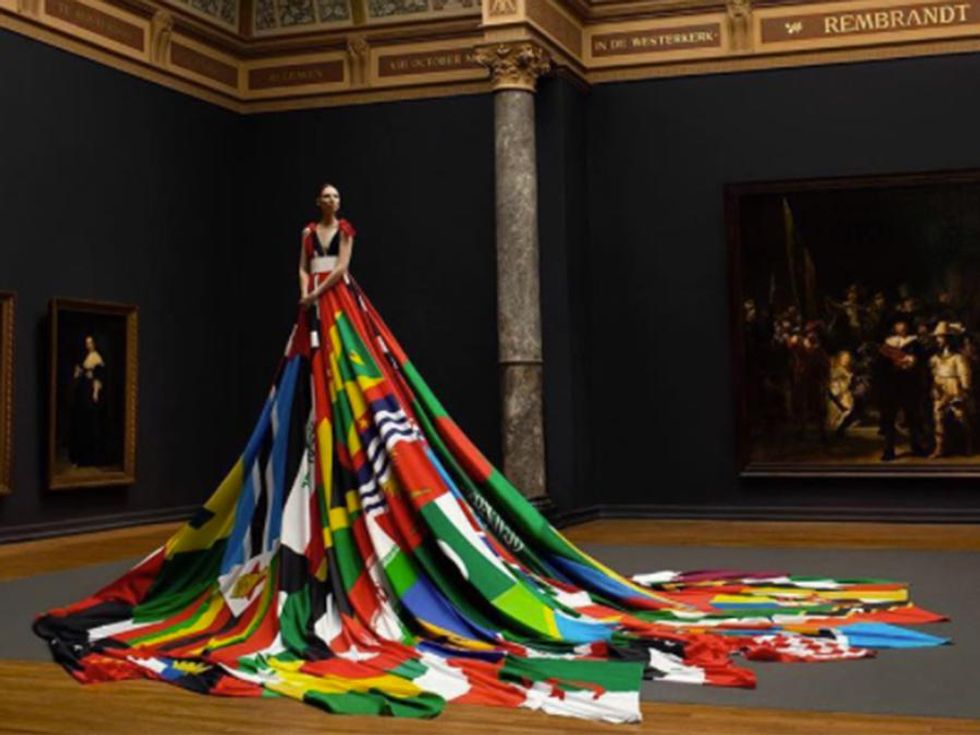 This Trans Model Wore a Dress Made Out of Flags from Anti-LGBT Countries
