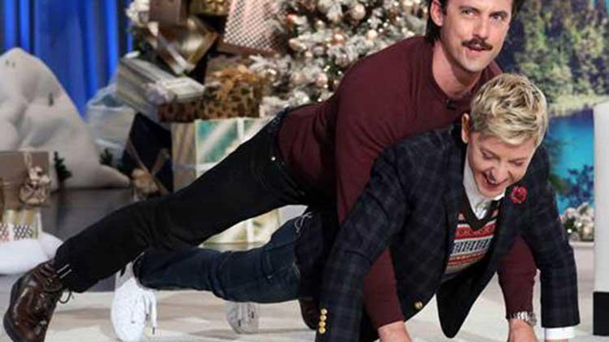 <p>Ellen DeGeneres and "Sexiest Man Alive" Milo Ventimiglia 'Riding' Each Other Is Everything</p>