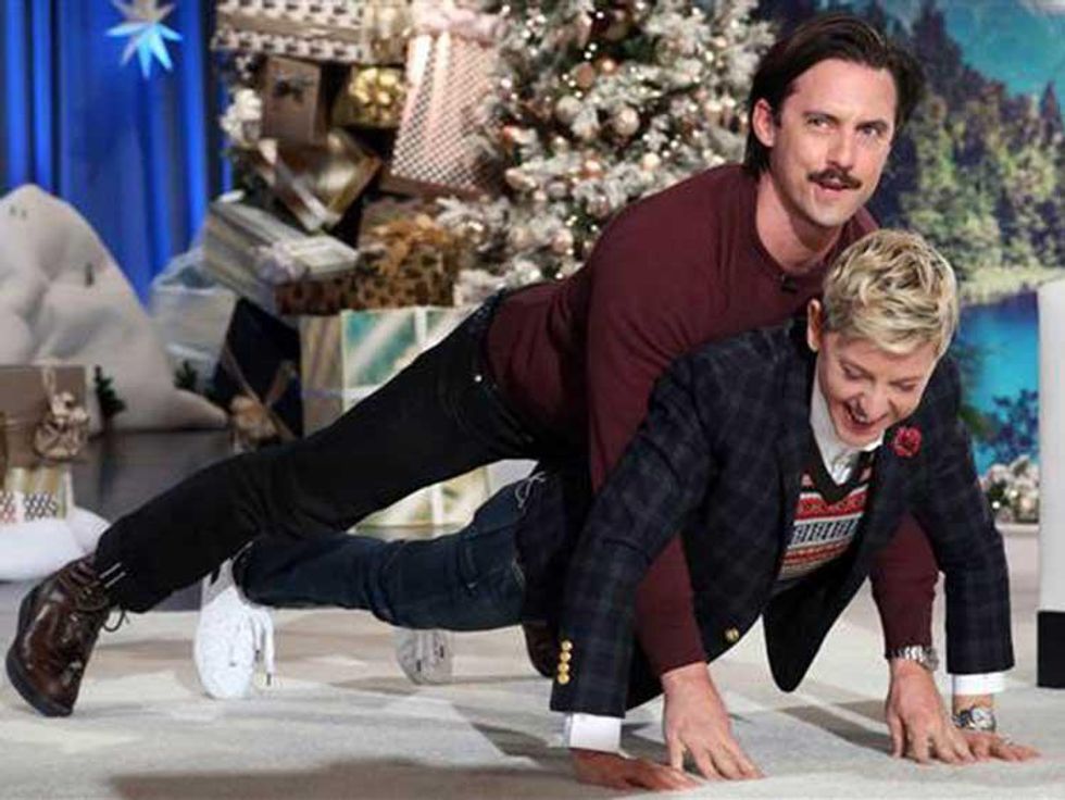 Ellen DeGeneres and "Sexiest Man Alive" Milo Ventimiglia 'Riding' Each Other Is Everything