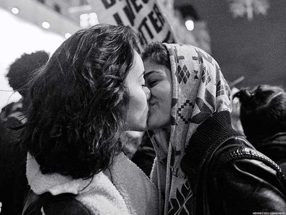 This Touching Kiss Between Girlfriends Proves 'Love Persists' at Trump Protests