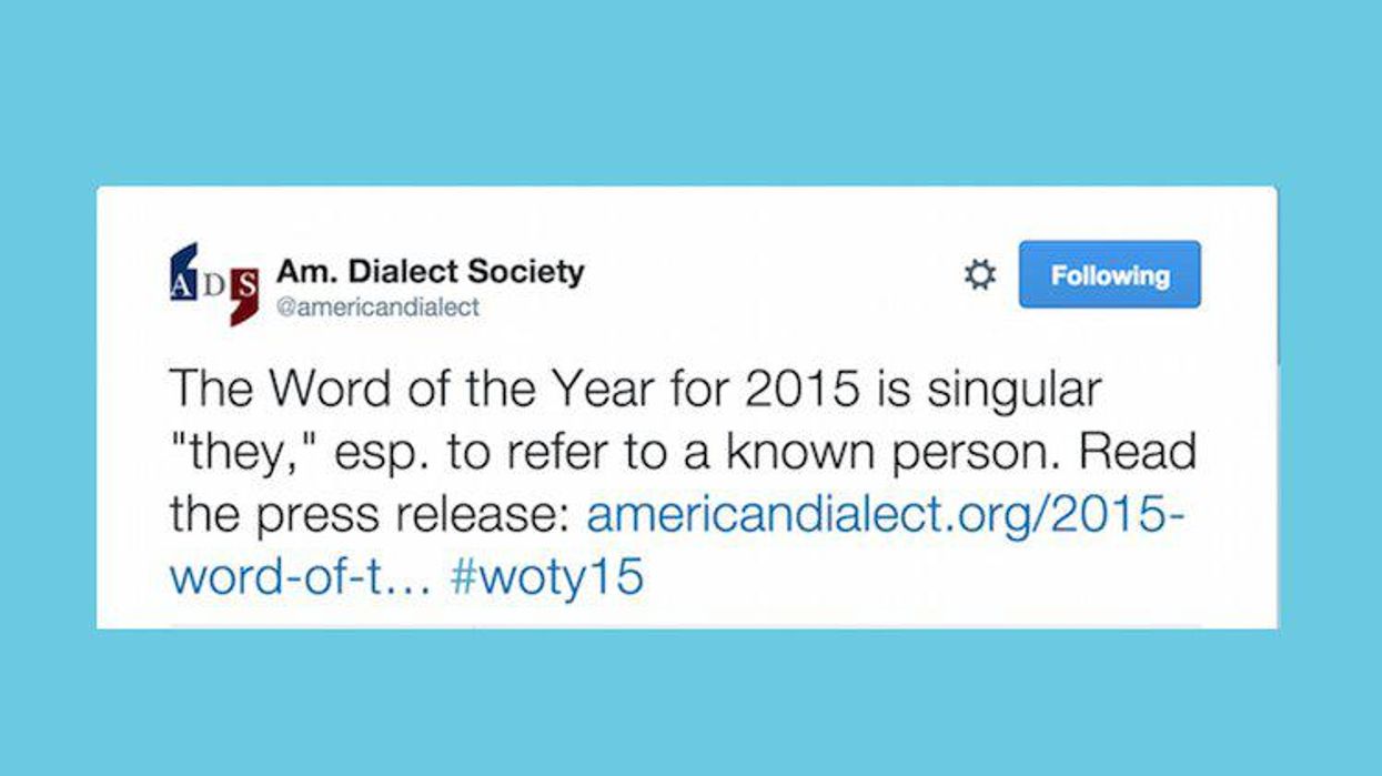 Singular 'They' Named 2015 Word of the Year